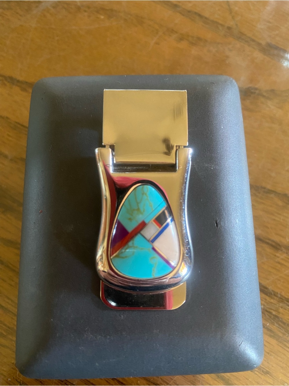 Beautiful Inlay Money Clip with Turquoise and Multicolor Inlay